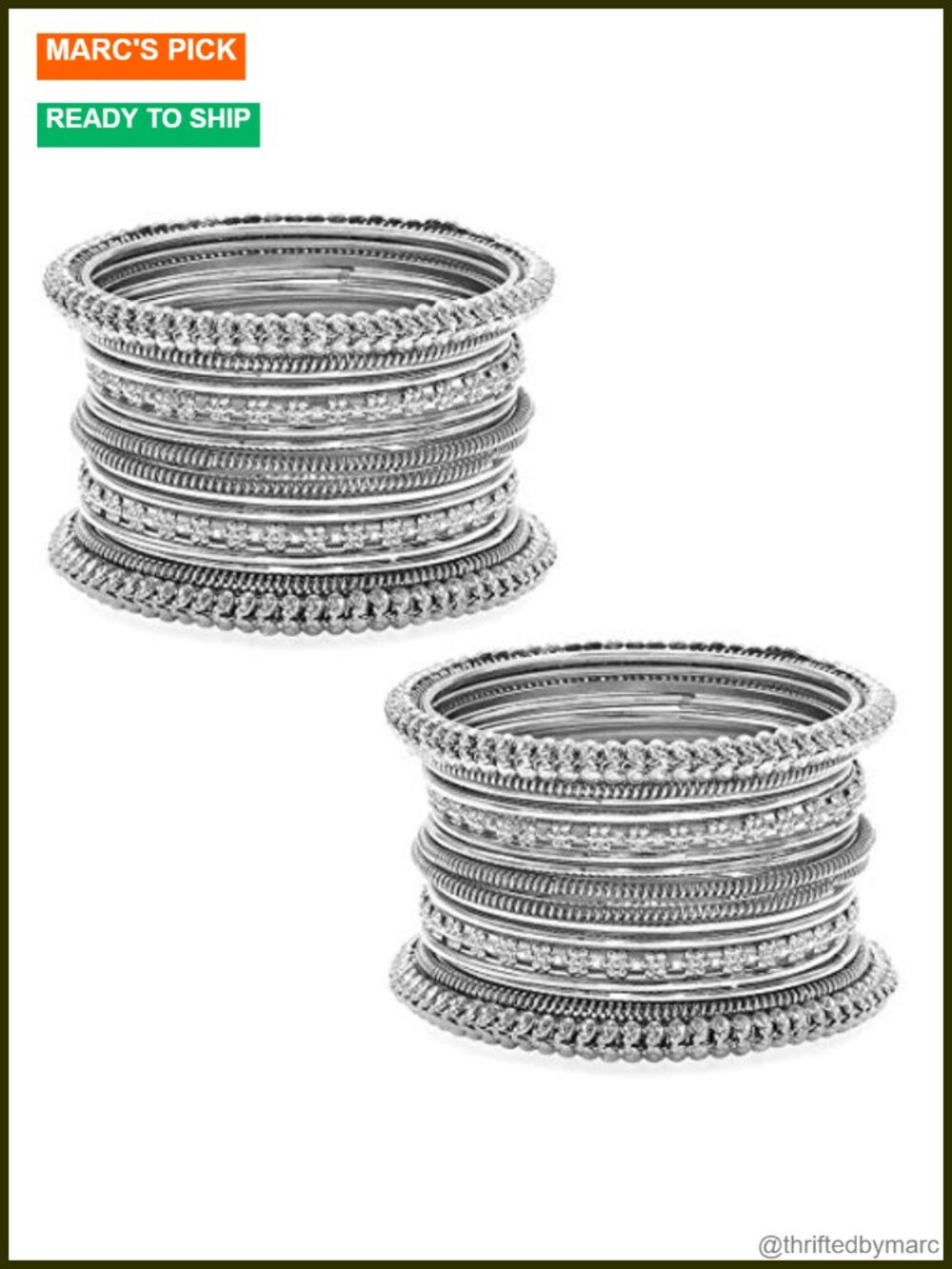 Set of 2 Vintage Silver Oxidised Bangle Bracelets for Women Traditional Tribal